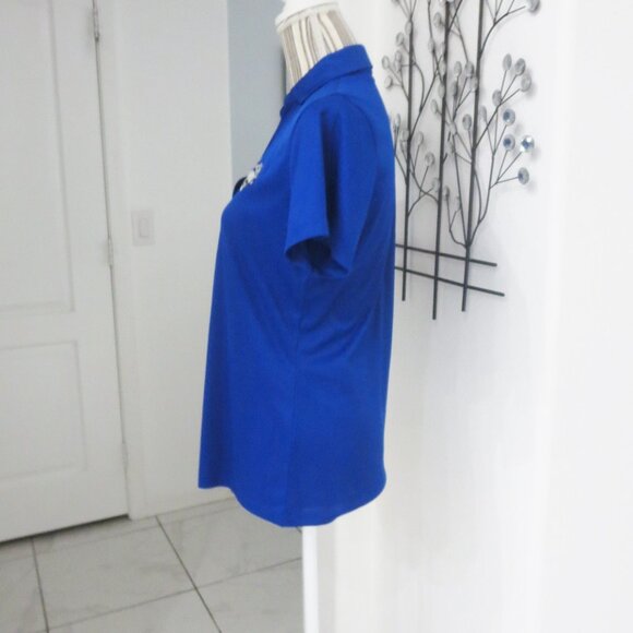 New TOPLESS in ARIZONA Applique V-Neck Polo Shirt Convertible Car M NWOT Blue - Picture 5 of 10